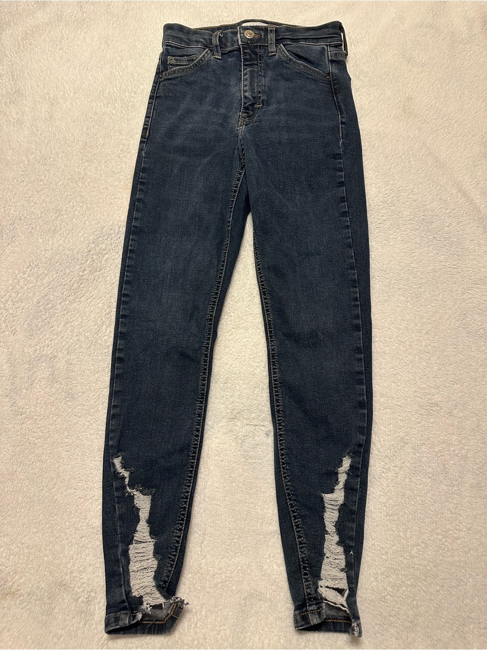 TOPSHOP Jamie Women's Size 25 Blue Denim Distressed Ankle Skinny Jean